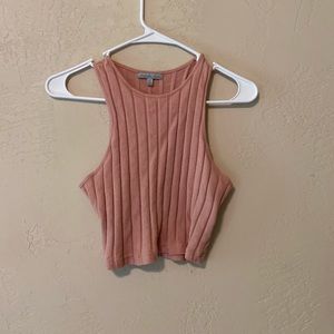 Pink Ribbed Crap Top